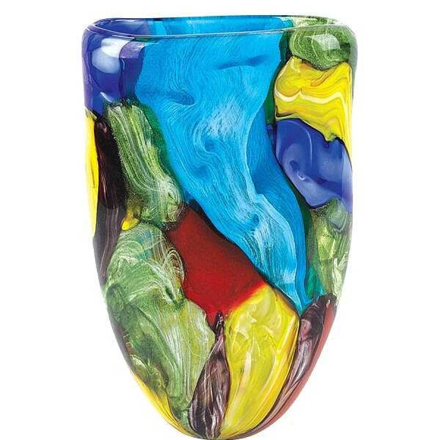 Murano Glass Art Badash Crystal Stormy Rainbow Murano Style Art Glass 11 Oval Vase Badavase