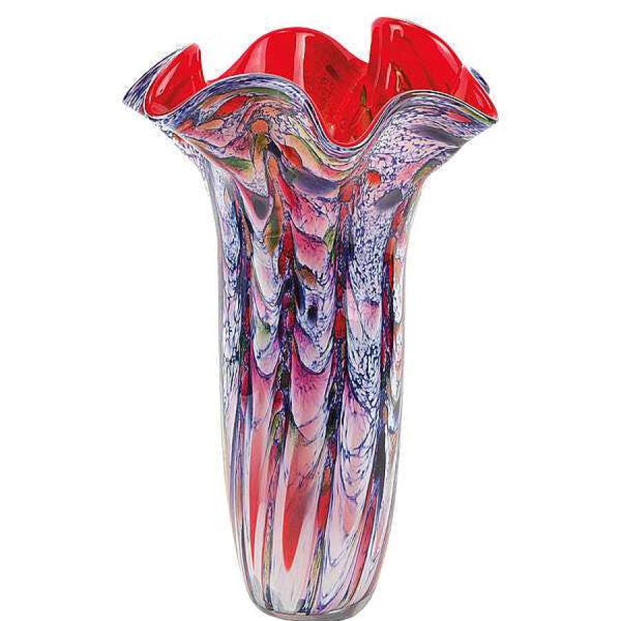 Murano Glass Art Badash Crystal Majesty Murano Style Art Glass 17 Blue Napkin Vase Badavase